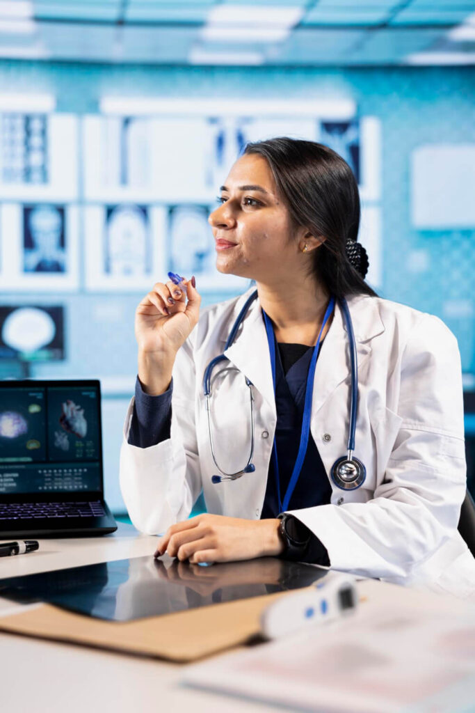 Doctor at work at her desk